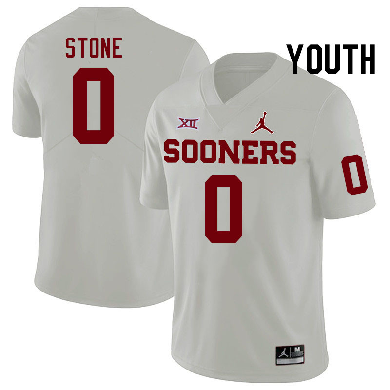 Youth #0 David Stone Oklahoma Sooners College Football Jerseys Stitched-White